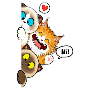 招财猫可爱探头打HI汽车贴纸创意卡通装饰防水车窗玻璃文字贴画