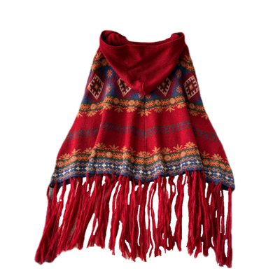 猫之旅店秋冬流苏民族风斗篷披肩