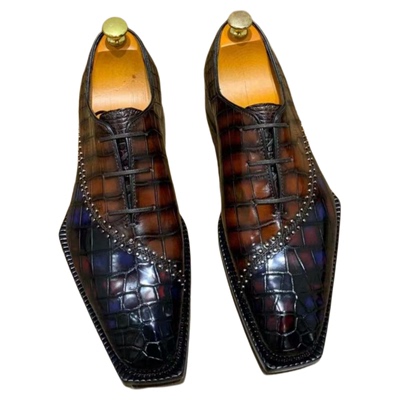 进口尼罗鳄鱼皮鞋高端固特异男鞋