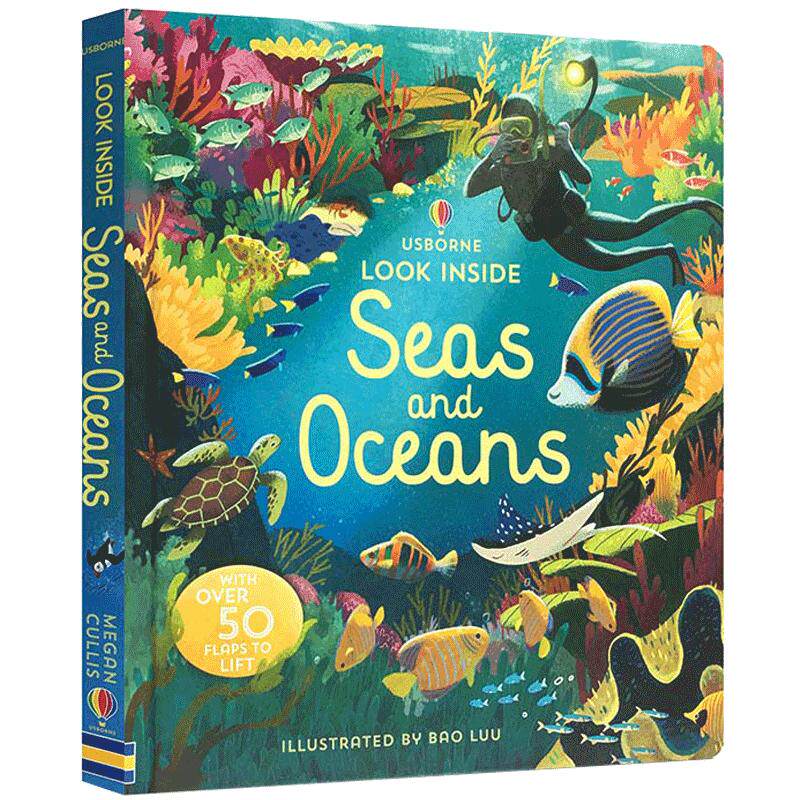 Usborne尤斯伯恩偷偷看里面系列揭秘海洋Look Inside Seas and Oceans英文原版儿童STEM百科科普知识翻翻纸板书亲子启蒙绘本