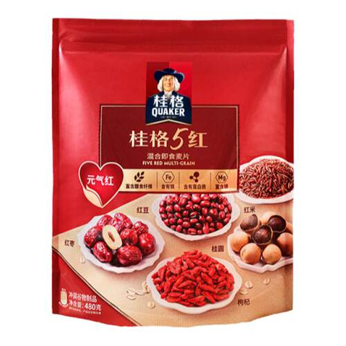 桂格5润混合五黑五白五红冲饮麦片黑芝麻饱腹速食即食懒人早餐