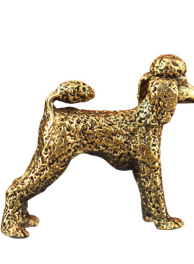 纯黄铜贵宾犬摆件实心桌面装饰