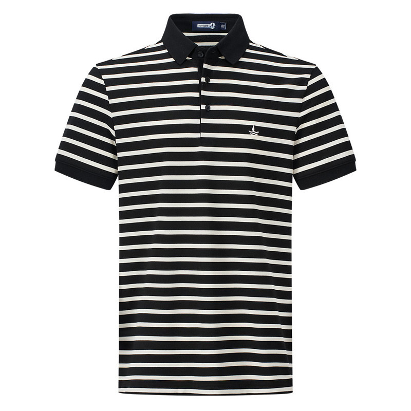 Navigare意大利小帆船基础款条纹POLO衫男夏季透气翻领短袖T恤衫