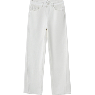 JASON WU2025秋季新款通勤直筒宽松百搭白色高级质感牛仔裤裤子女