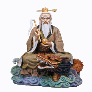 铜鎏金热着色鸿钧老祖神像带骑鸿钧道人家用供奉神像精品摆件祝福