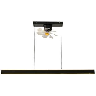 默川极简餐厅吧台带风扇吊灯小爱意式高级感一字型长条餐桌风扇灯