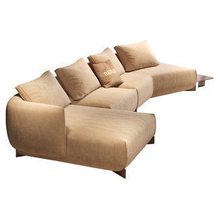 粤府品牌广东佛山龙江家具新款奶油风布艺沙发现代简约诧寂风客厅