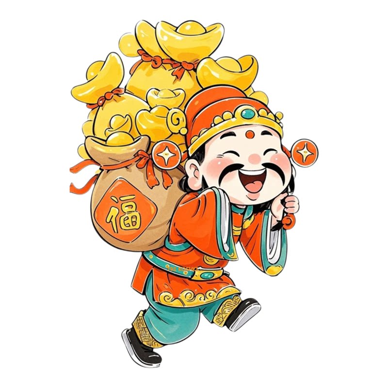 财神爷贴纸卧室客厅床头背景墙贴