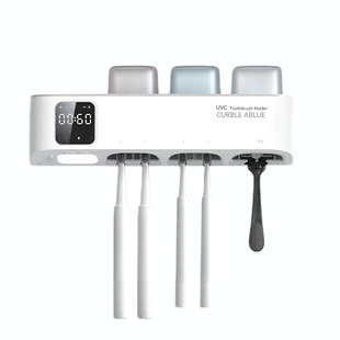 CURBLE ABLUE牙刷消毒器紫外线牙杯消毒杀菌烘干免打孔电动置物架