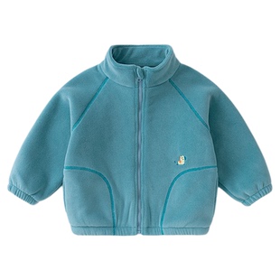 宝宝毛绒外套冬季新款儿童双面绒衣服男童奥粒绒开衫女童保暖上衣