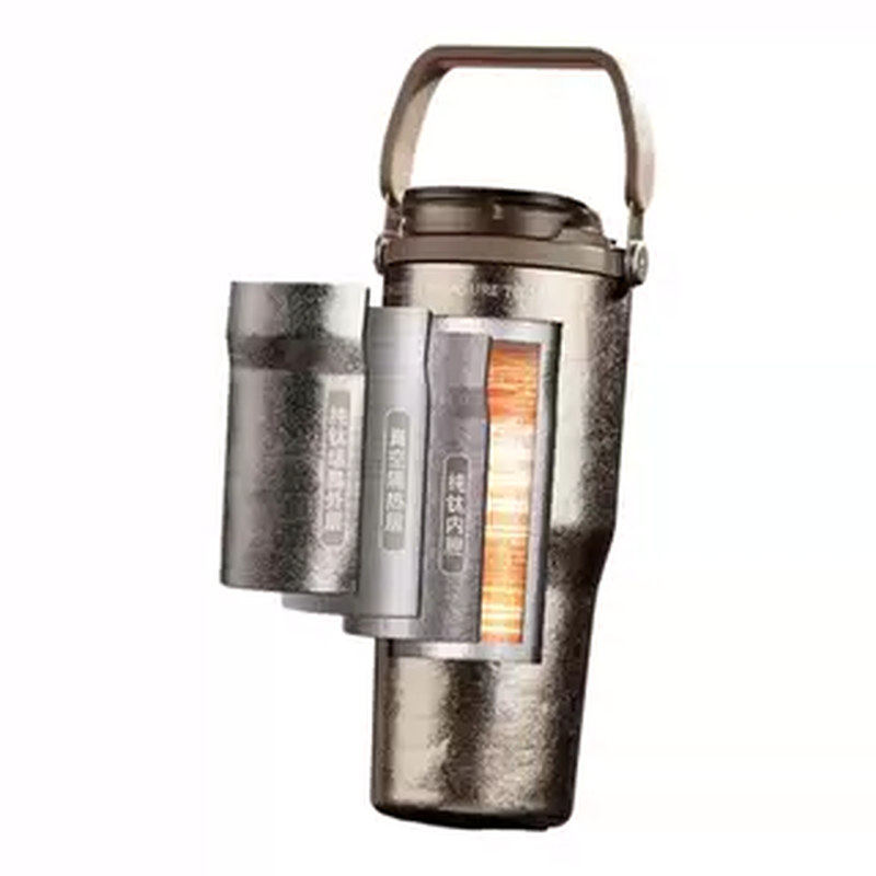 TKK纯钛保温杯大容量水杯男女吸管冰霸杯车载泡茶咖啡巨无霸杯子