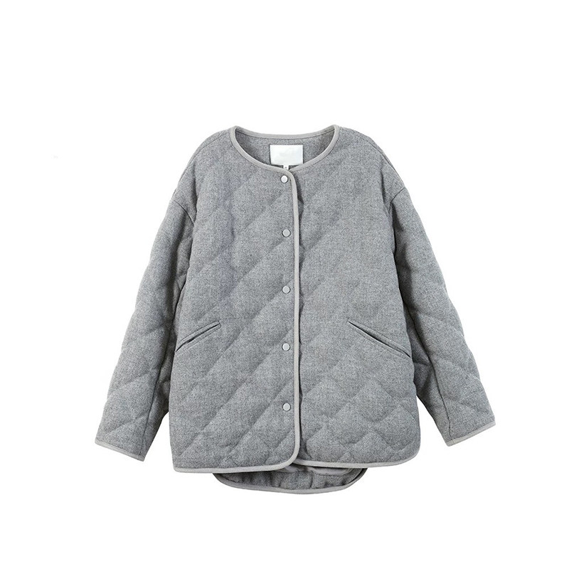 全羊毛面料短款羽绒服女气质圆领