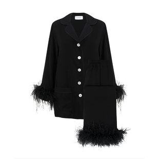 伶社 | 乌克兰Sleeper羽毛派对高定睡衣套装明星同款长袖家居服女