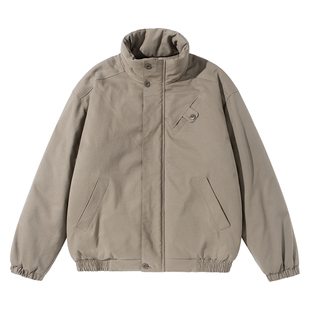 复古纯色短款立领夹克棉服冬季男生2025新款宽松加厚保暖棉衣外套