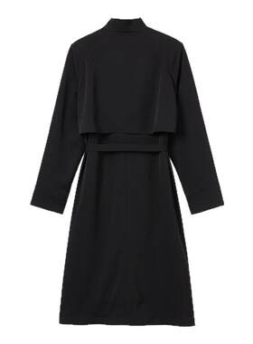 【雅格狮丹】女黑色垂感风衣外套