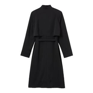 Aquascutum/雅格狮丹春夏新品女士时尚休闲黑色垂感风衣外套气质