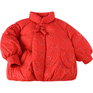 巴拉巴拉女童羽绒服冬装新款童装婴儿宝宝加厚红色外套儿童短款小
