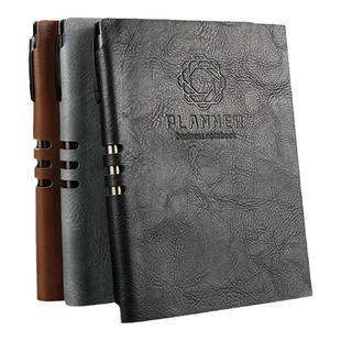 笔记本子加厚a5带插笔记事本商务会议记录本文艺复古可定制印logo