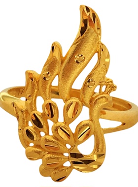 女士开口孔雀镀黄金色饰品尾戒