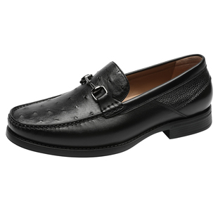 金利来男鞋2025新款鸵鸟皮乐福鞋套脚男士商务休闲一脚蹬舒适皮鞋