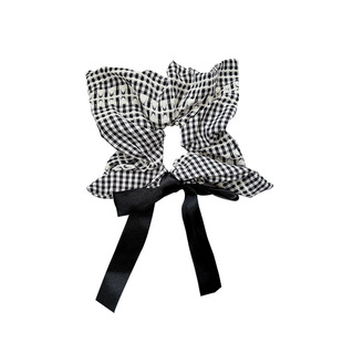 百搭显脸小超大号蝴蝶结方形发圈韩国气质大肠扎马尾格纹发饰头饰