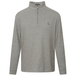 利郎官方 卫衣男士2025冬季休闲男装半高领拉链纯色微弹T恤上衣