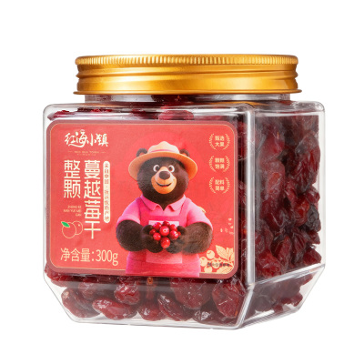 红海小镇整颗蔓越莓果干抚远蔓越莓300g/罐休闲营养零食大果原制