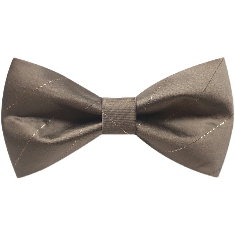 17Century咖啡色闪金条领结煲呔蝴蝶结婚礼新郎森系衬衫伴郎礼服