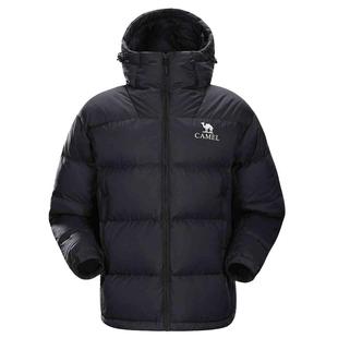 骆驼黑钻5男装羽绒服男女同款防水面包服外套秋冬短款黑色保暖厚