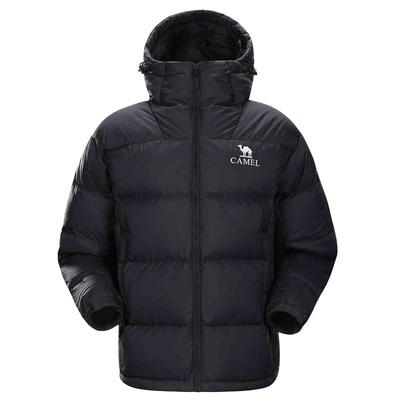 骆驼黑钻5男装羽绒服男女同款防水面包服外套秋冬短款黑色保暖厚