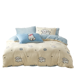 多喜爱珊瑚绒四件套卡通狗狗冬季暖绒加厚保暖套件床单被套三件套