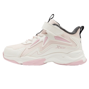 特步童鞋冬季新款中大童女童休闲鞋儿童运动防滑二棉加绒保暖棉鞋