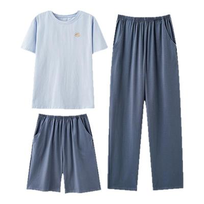 纯棉男士夏季短袖三件套