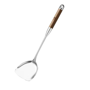 双枪316L不锈钢锅铲汤勺304食品级家用汤勺炒菜铲子花梨木柄防滑
