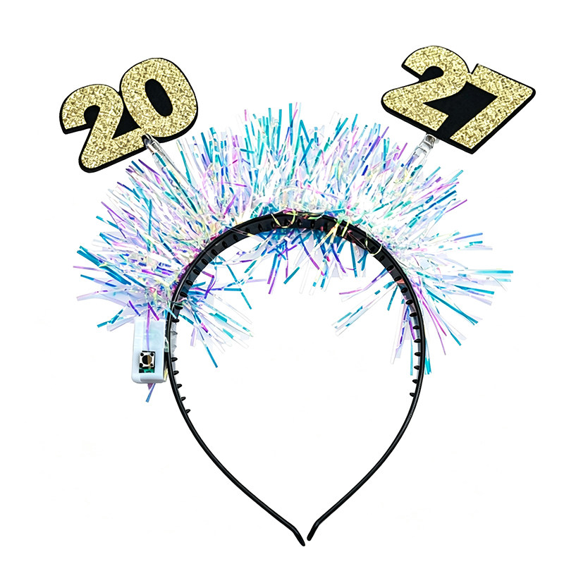创意2027发光金丝发箍新年聚会装饰发光头箍儿童派对用品拍照道具
