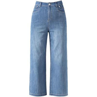 凌丹娜阔腿牛仔裤女九分天丝高腰