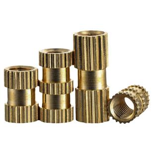 铜镶件滚花铜牙套M2M3M4M6M8注塑滚花铜螺母铜嵌件双通孔预埋螺帽