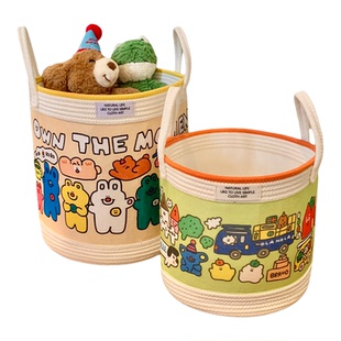 可爱棉线编织收纳筐家用大容量可折叠脏衣服收纳箱玩具零食储物篮