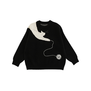 oddtails男童秋冬莫代尔包芯毛衣2026新款中大儿童休闲提花上衣潮