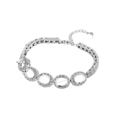 白金色镀银925手链空托配件