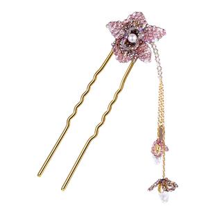 Cercoo/奢蔻水晶幻境花朵盘发插梳水晶流苏发簪高档发饰古风发簪