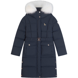 hazzys哈吉斯童装女童长款羽绒服25冬新三防高充绒保暖加厚外套