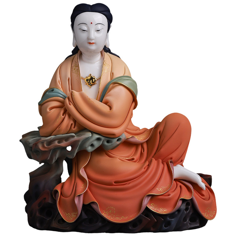 陶瓷观音菩萨佛像摆件大师郑金土