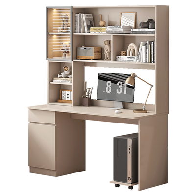 书桌书架一体桌学生实木学习桌