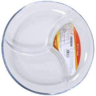 钢化玻璃三格餐盘分隔盘家用多功能水果盘火锅葱姜蒜备菜配菜盘子