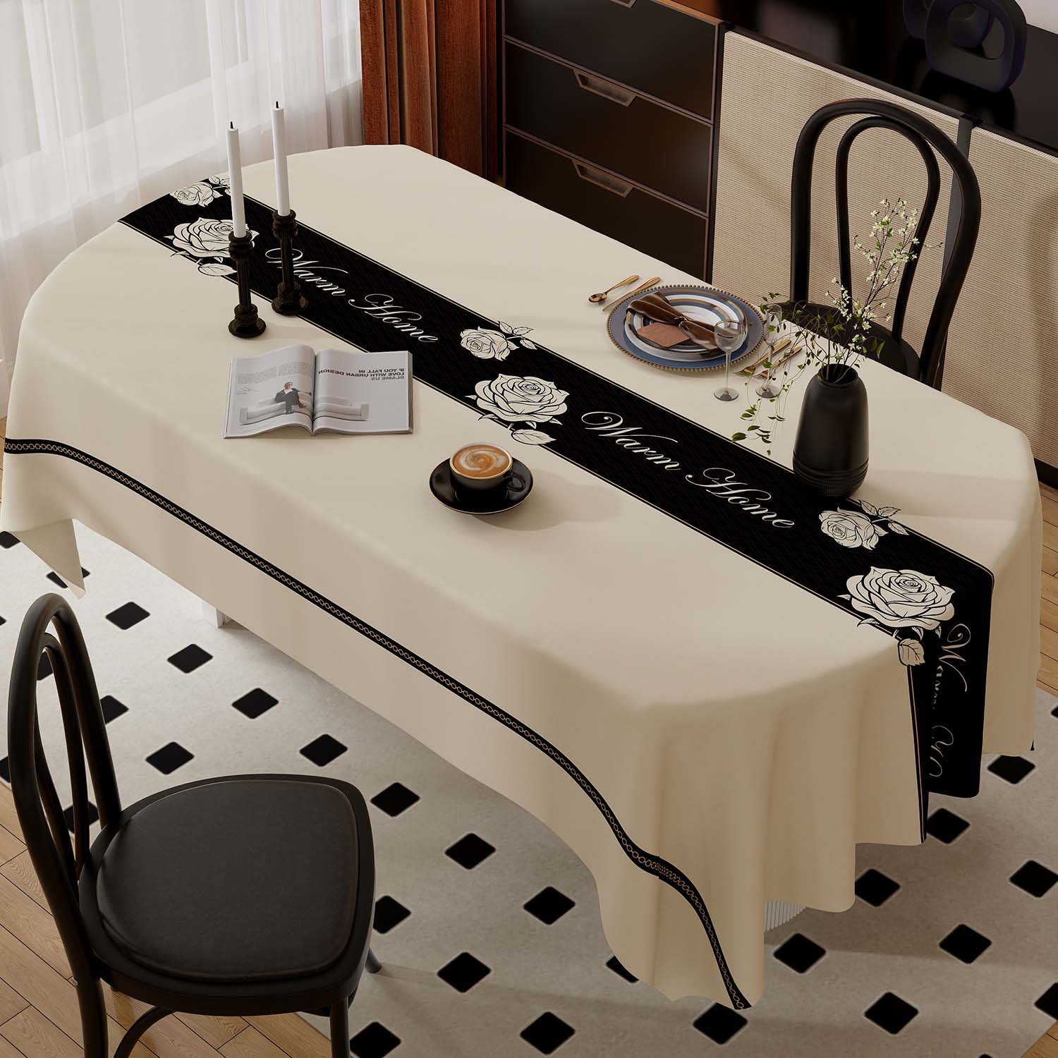 2025新款法式桌布免洗防油防水防烫客厅椭圆形餐桌布茶几台布桌垫