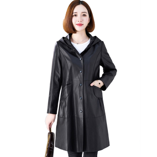 海宁真皮皮衣女2025冬新中长款宽松褶皱羽绒服头层绵羊皮外套大衣