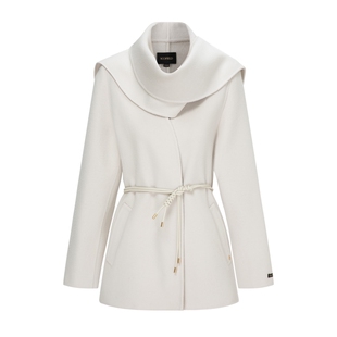 【澳毛+桑蚕丝】Scofield女装英伦围巾式披肩领大衣2025春季新品