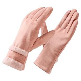 MISSION UV手套女冬季保暖针织加绒加厚韩版百搭防寒触屏骑行手套