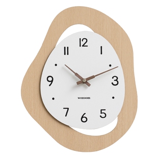 Mandelda免打孔2026新款网红钟表客厅挂钟简约大气中古风时钟挂墙